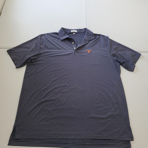 Peter Millar Texas Longhorns Summer Comfort Polo Shirt Mens 2XL Navy Stripe - Picture 1 of 9
